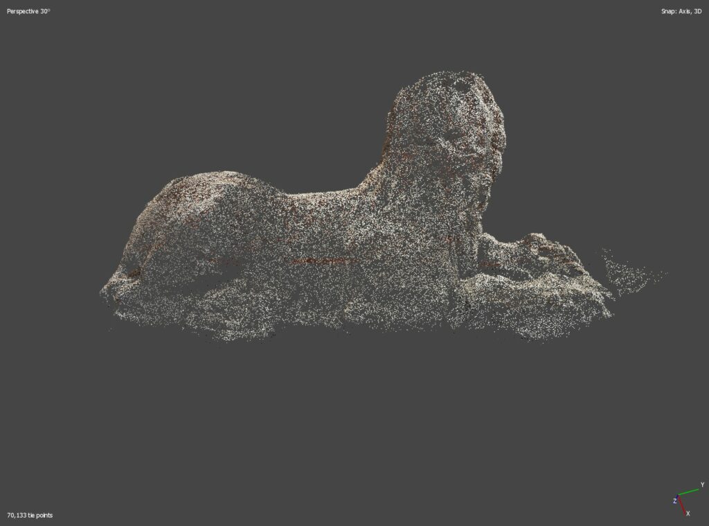 Modelli 3D Texturizzati e point cloud del leone e del satiro - Rilievo e inserimento nel modello 3D del Teatro